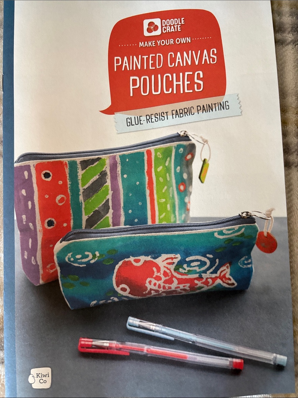 KiwiCo Doodle Crate Painted Canvas Pouches